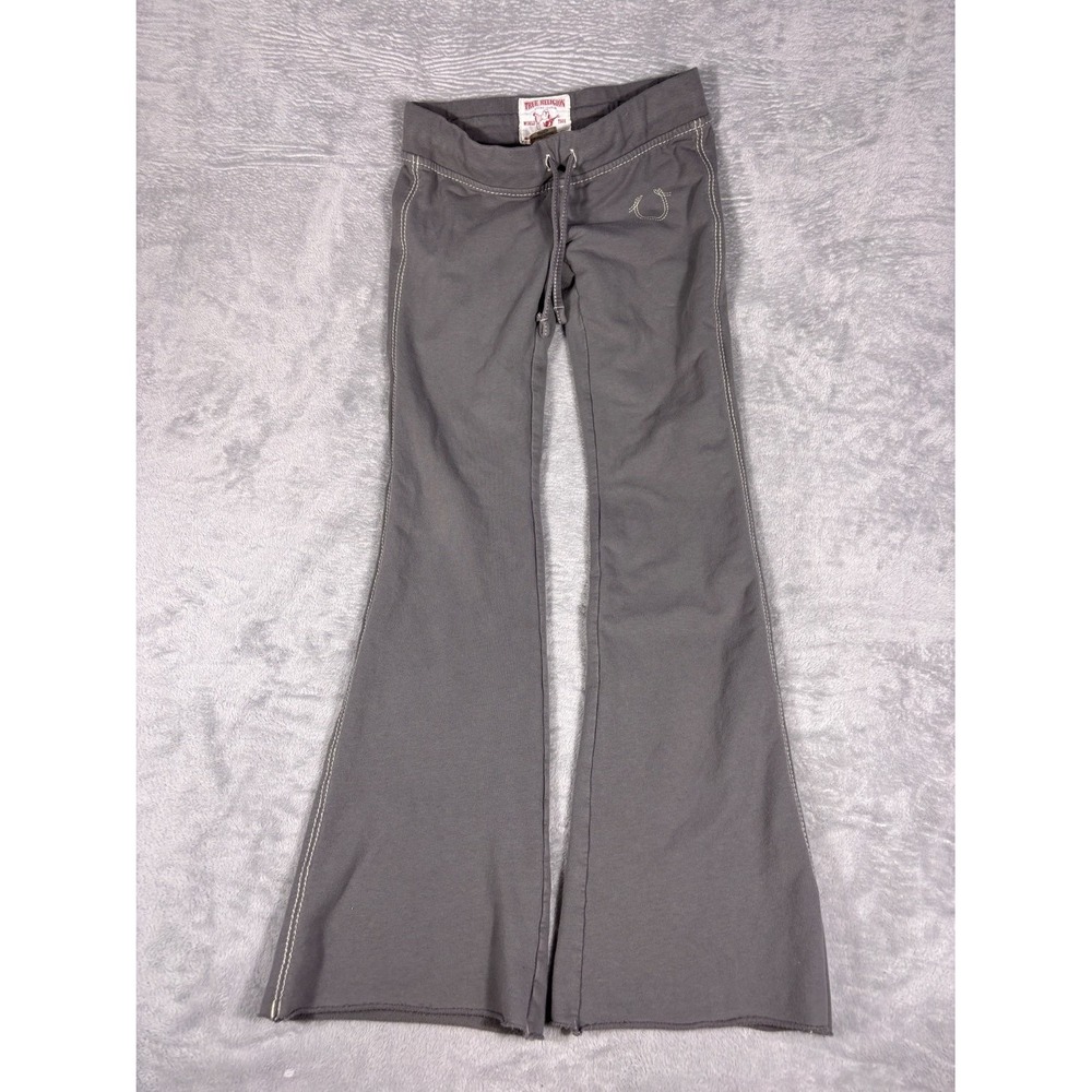 Vtg True Religion Womens Flare Sweatpants Marissa Pant S Gray Drawstring